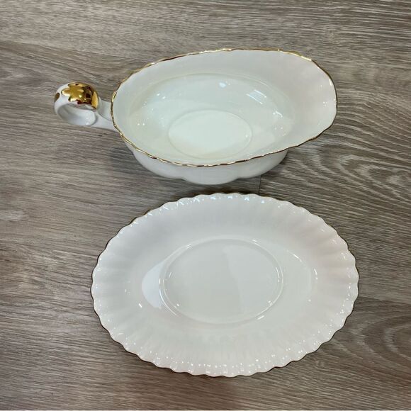 Royal Albert Bol D’or Gravy Boat & Underplate Bone China England Vintage - Picture 2 of 10